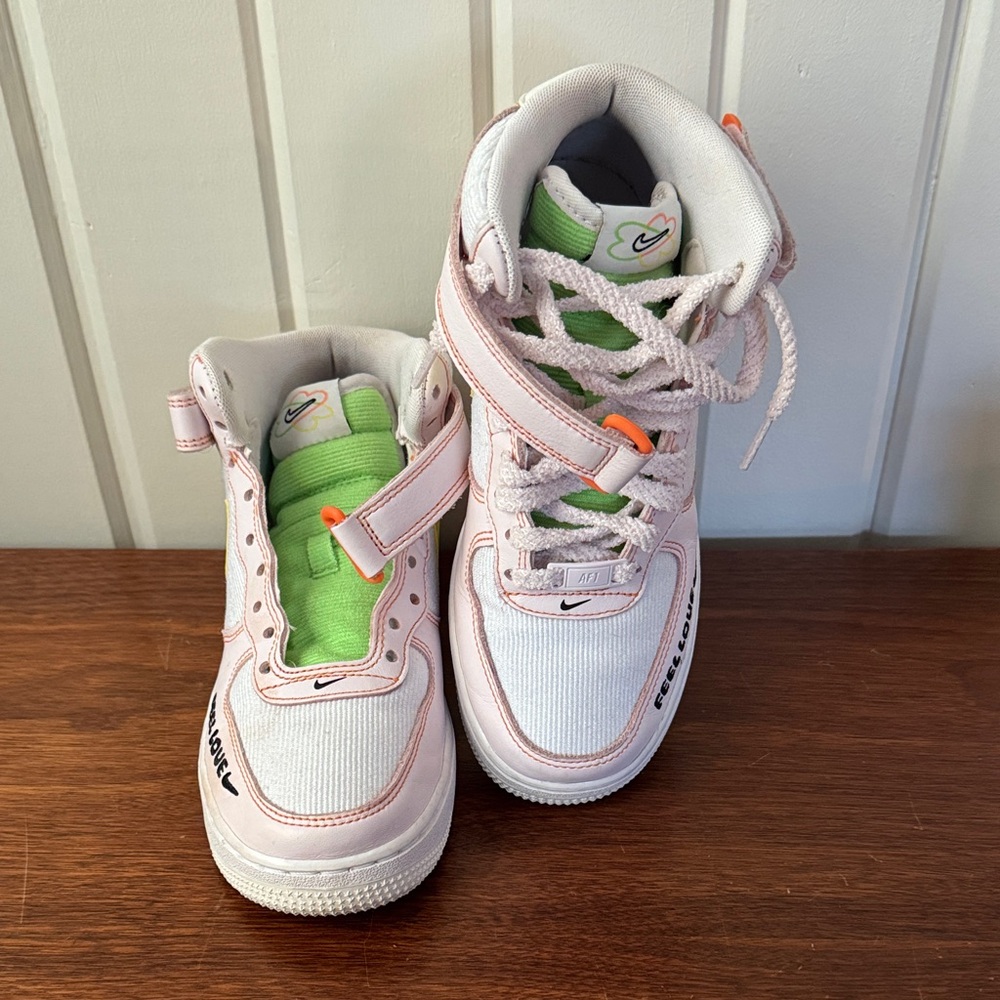 Nike Kids Sneakers - White, Pink, and Green